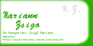 mariann zsigo business card